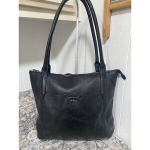 LODIS Kiera Pebbled Leather Travel Tote Bag in Black